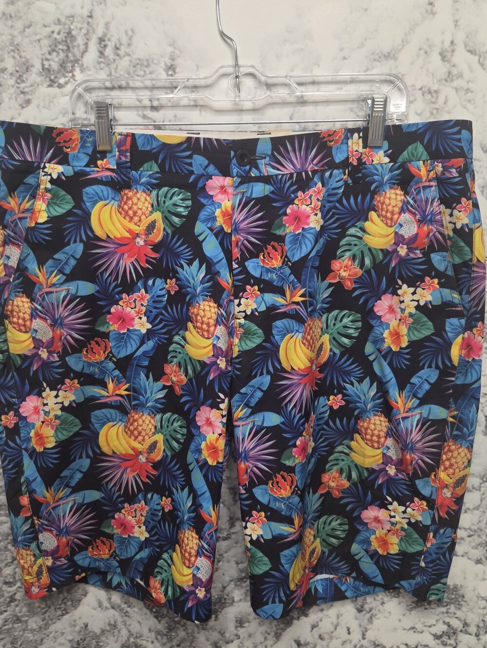 Hreski Mens Tropical Fruits Print Golf Short, Size 38